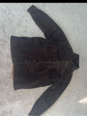 Women’s Dark Brown Leather Button-Front Jacket